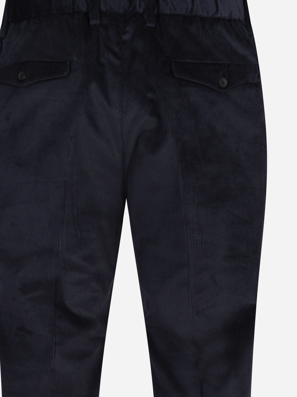 Pantaloni in velluto con vita elasticizzata blu - dettaglio del prodotto