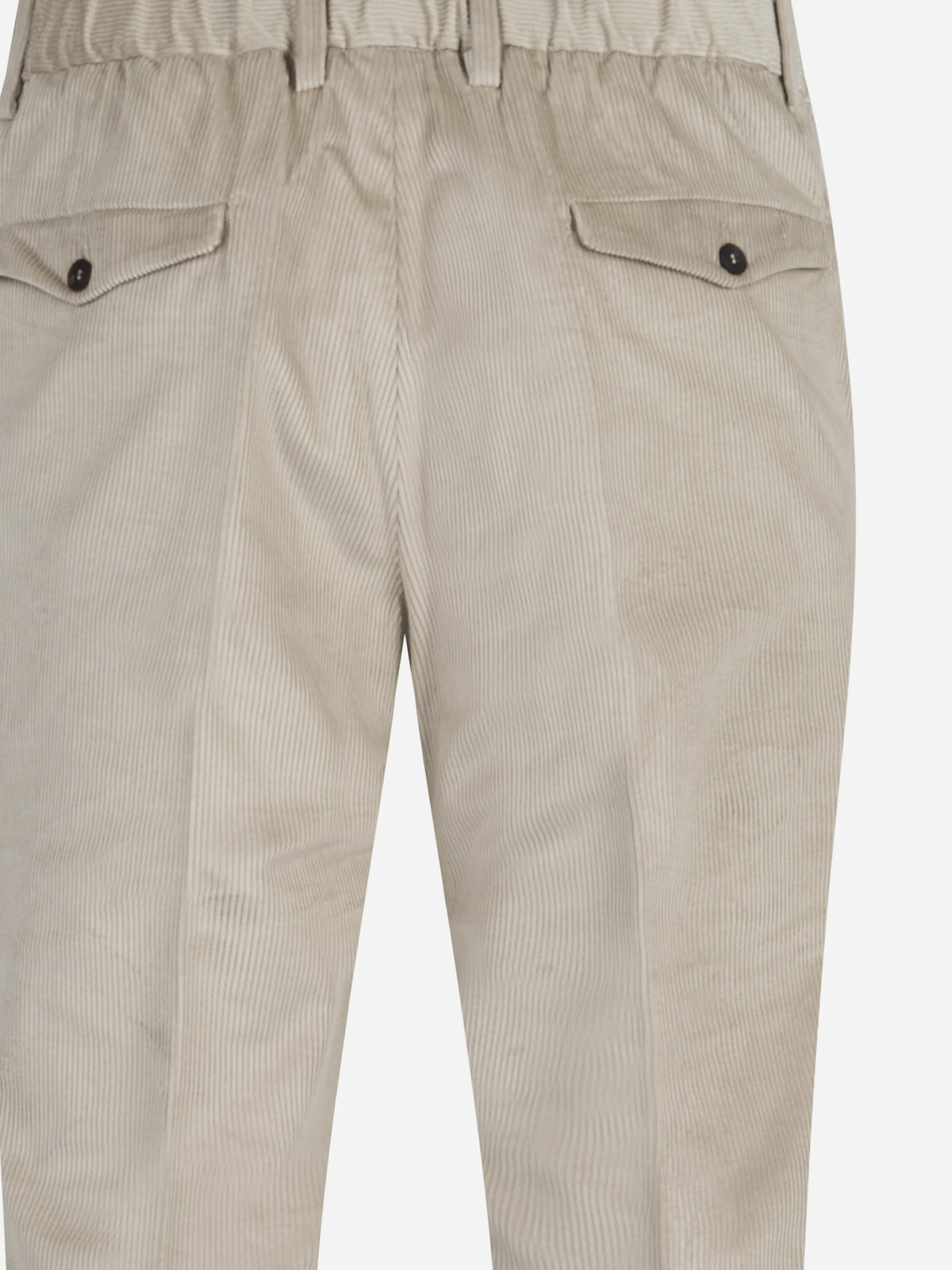Pantaloni in velluto con vita elasticizzata marrone - dettaglio del prodotto