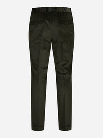 Pantaloni in velluto con vita elasticizzata verde - vista posteriore
