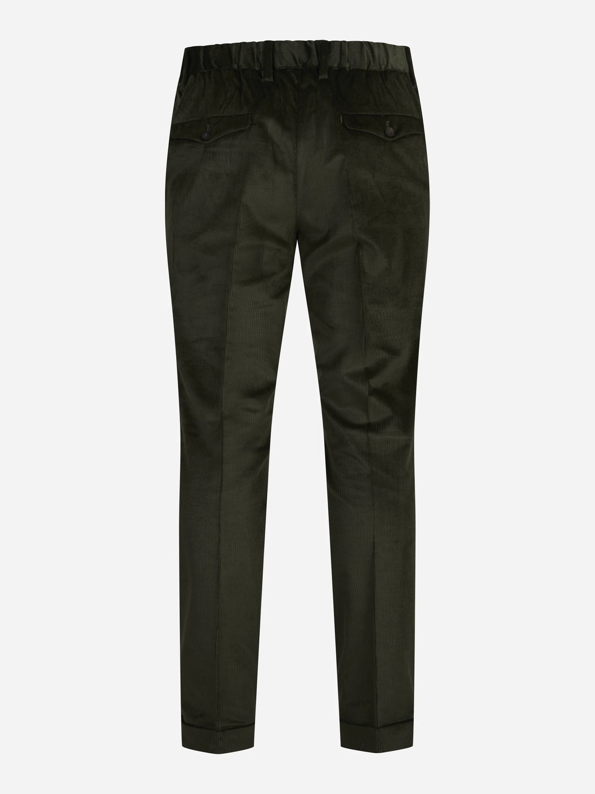 Pantaloni in velluto con vita elasticizzata verde - vista posteriore