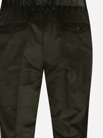 Pantaloni in velluto con vita elasticizzata verde - dettaglio del prodotto