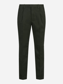 Pantaloni in cotone stretch verde - vista frontale