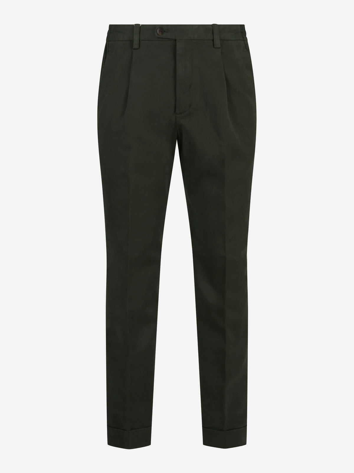Pantaloni in cotone stretch verde - vista frontale