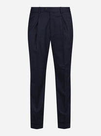 Pantaloni in lana e cashmere blu - vista frontale