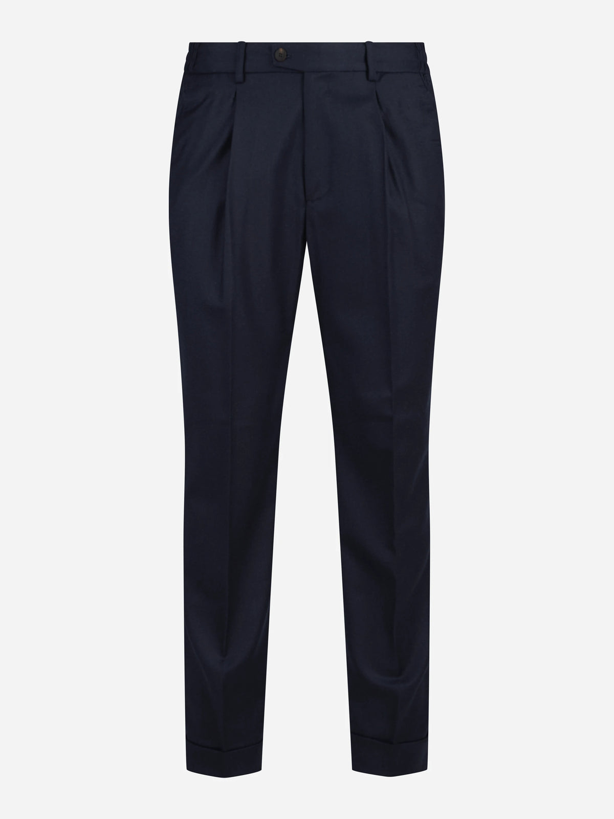 Pantaloni in lana e cashmere blu - vista frontale