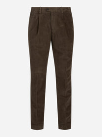 Pantaloni in cotone e modal marrone - vista frontale