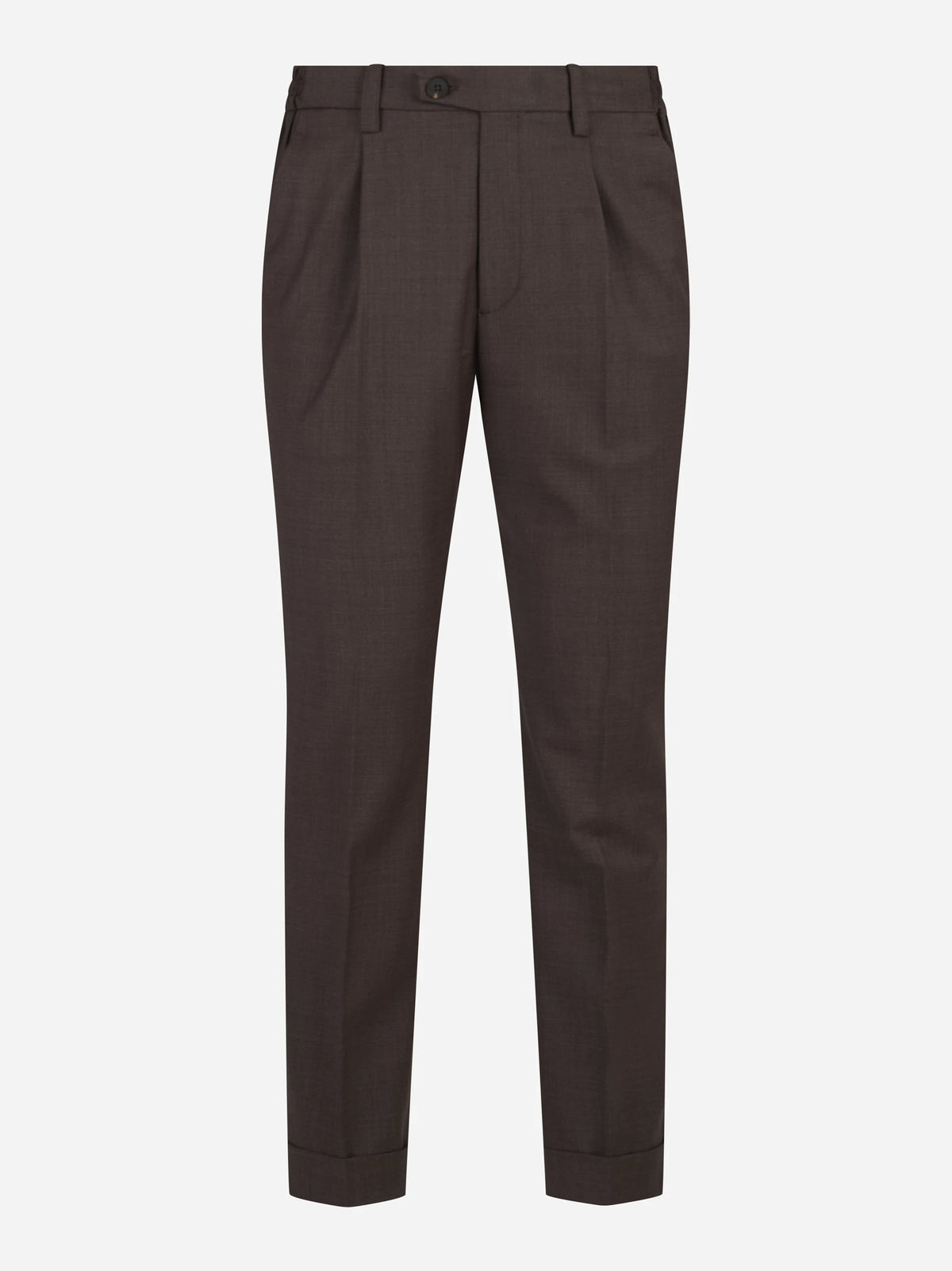 Pantaloni in lana con risvolto marrone - vista frontale