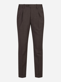 Pantaloni in lana con risvolto marrone - vista frontale