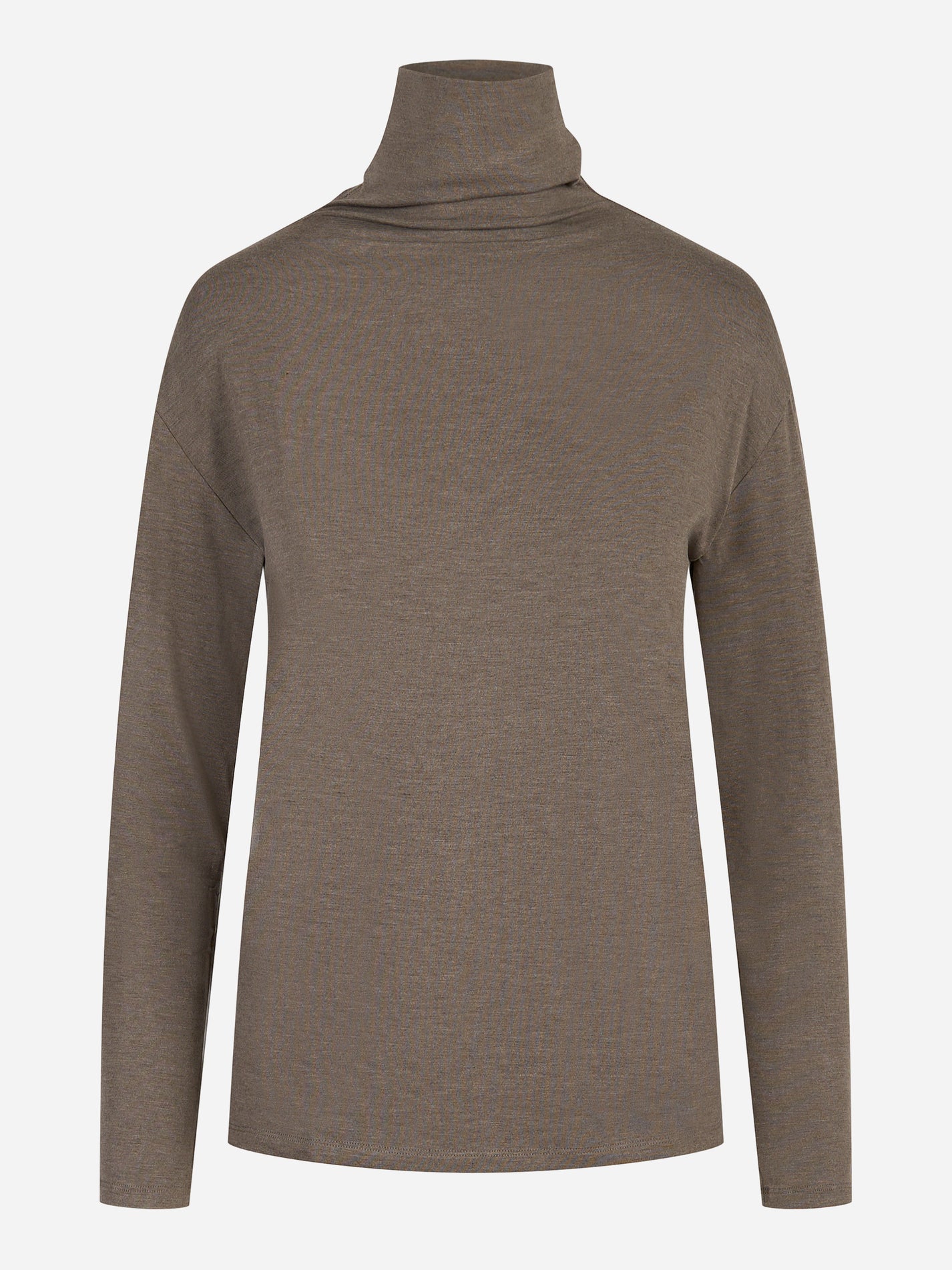 Dolcevita in viscosa stretch marrone Universel Sport Chic - vista frontale