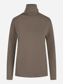 Dolcevita in viscosa stretch marrone Universel Sport Chic - vista frontale