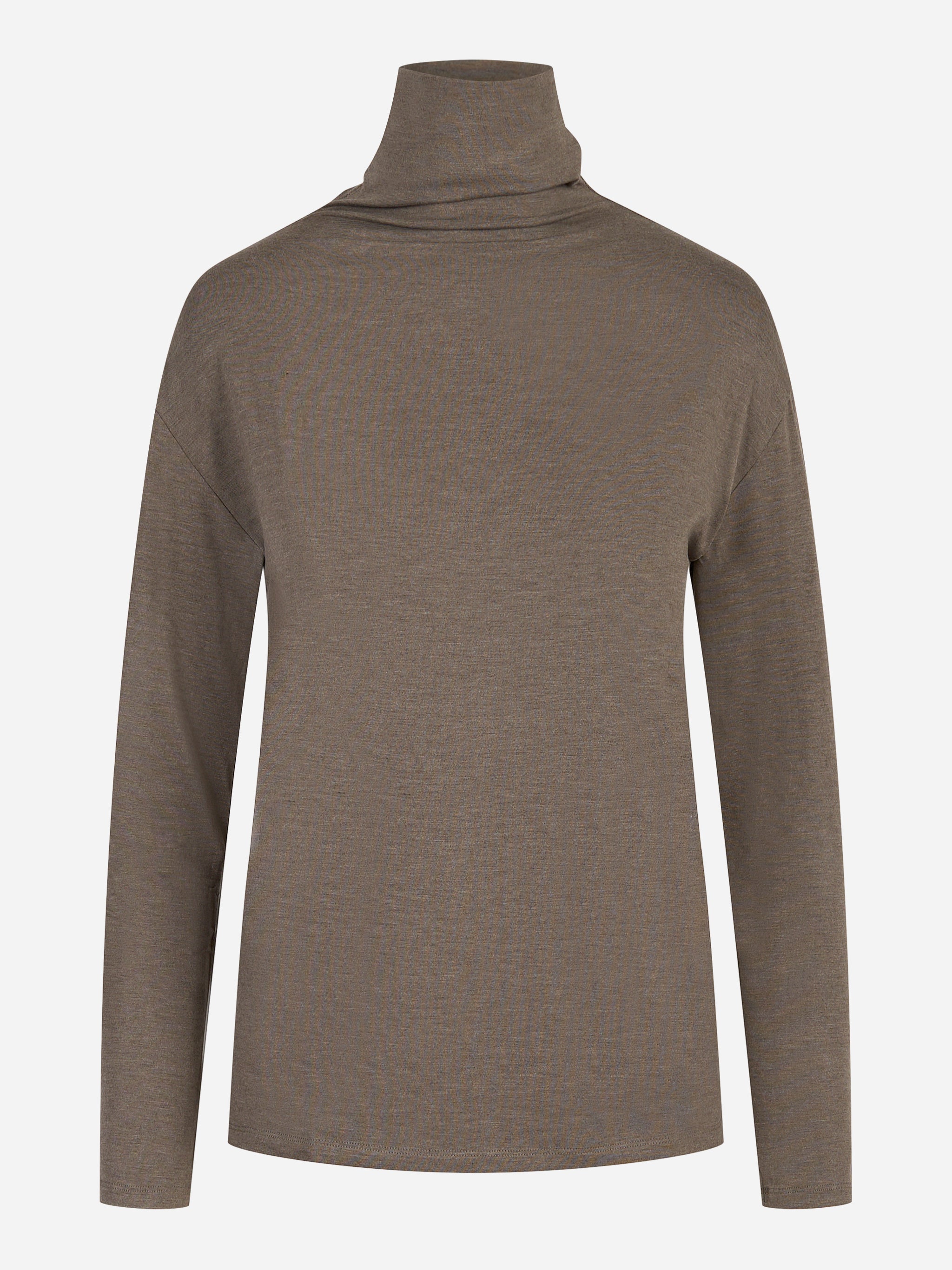 Dolcevita in viscosa stretch marrone Universel Sport Chic - vista frontale
