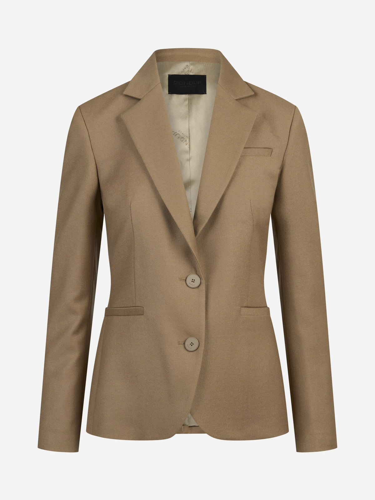 Blazer slim fit in lana stretch cammello - vista frontale