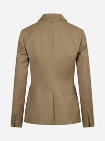 Blazer slim fit in lana stretch cammello - vista posteriore