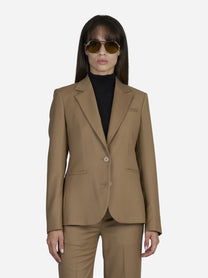 Blazer slim fit in lana stretch cammello - indossato, look alternativo, vista 1