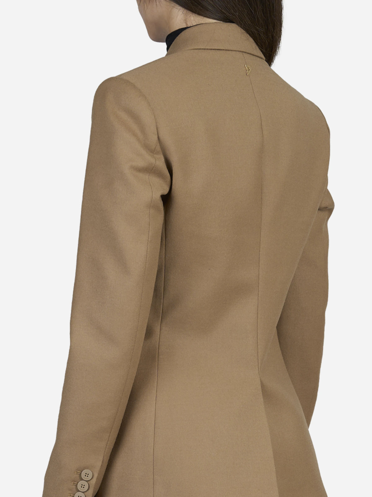 Blazer slim fit in lana stretch cammello - indossato, look alternativo, vista 4