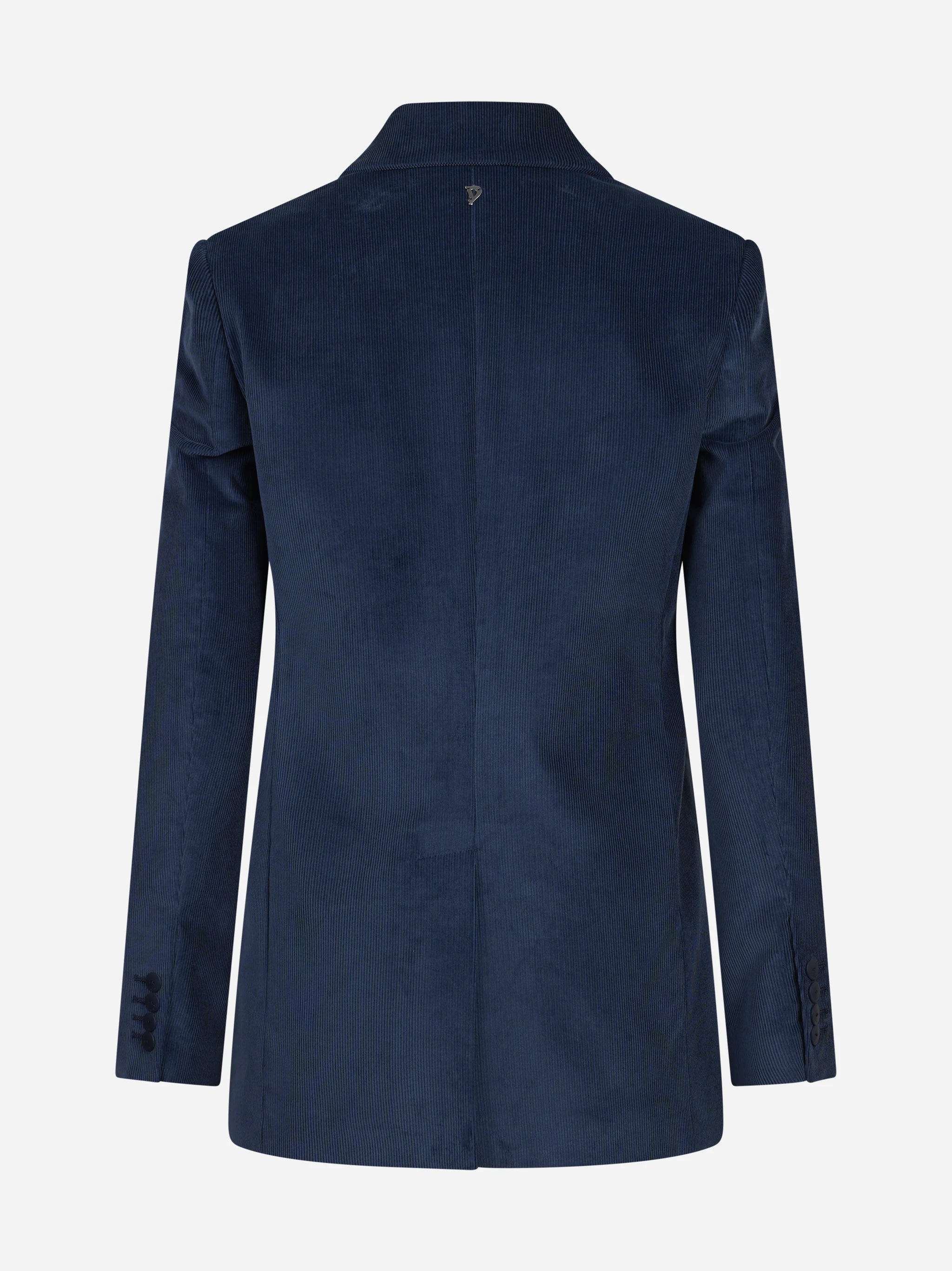 Blazer doppiopetto regular-fit in velluto a coste blu - vista posteriore