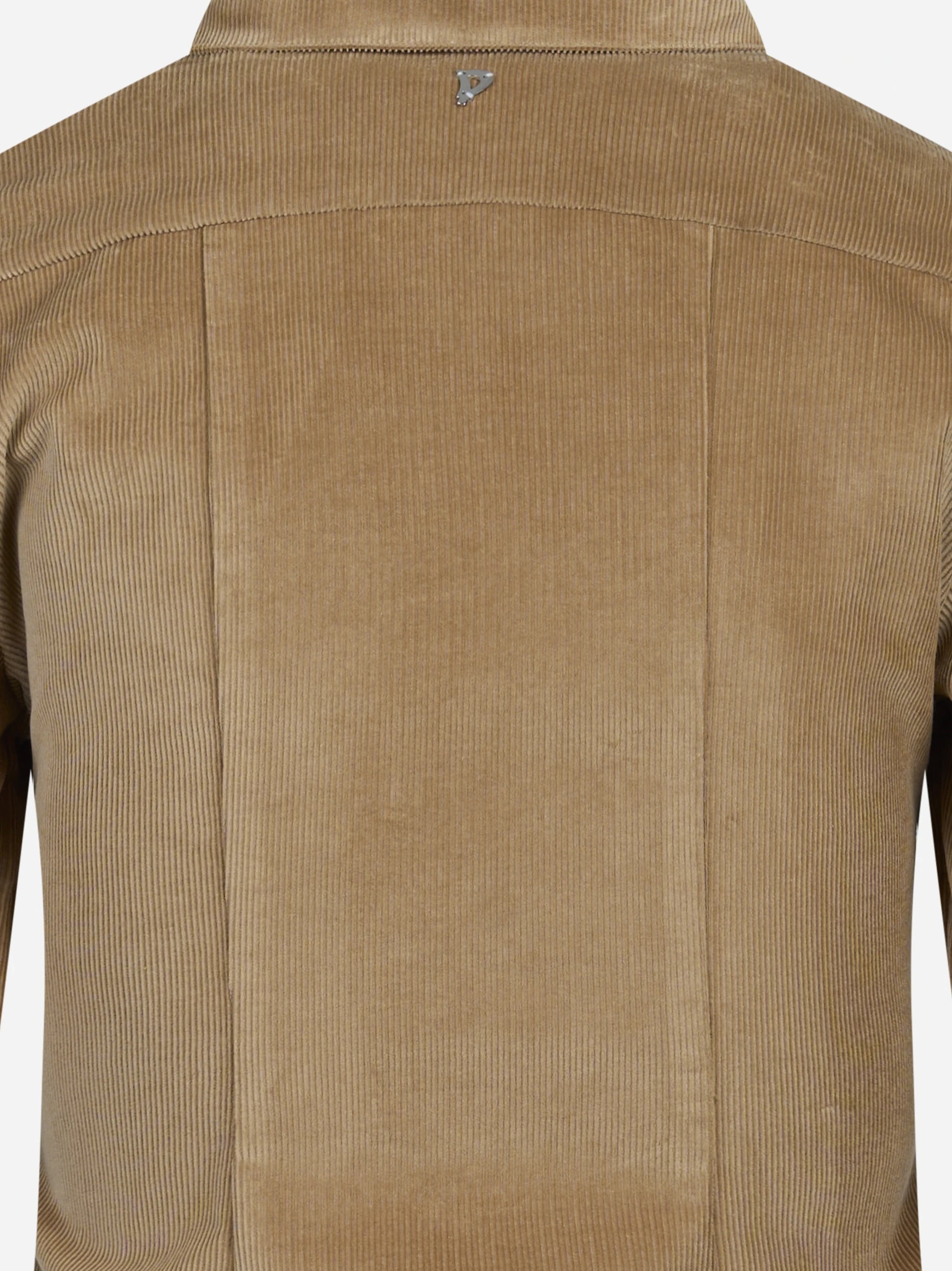 Camicia super slim-fit in velluto a coste beige - vista posteriore