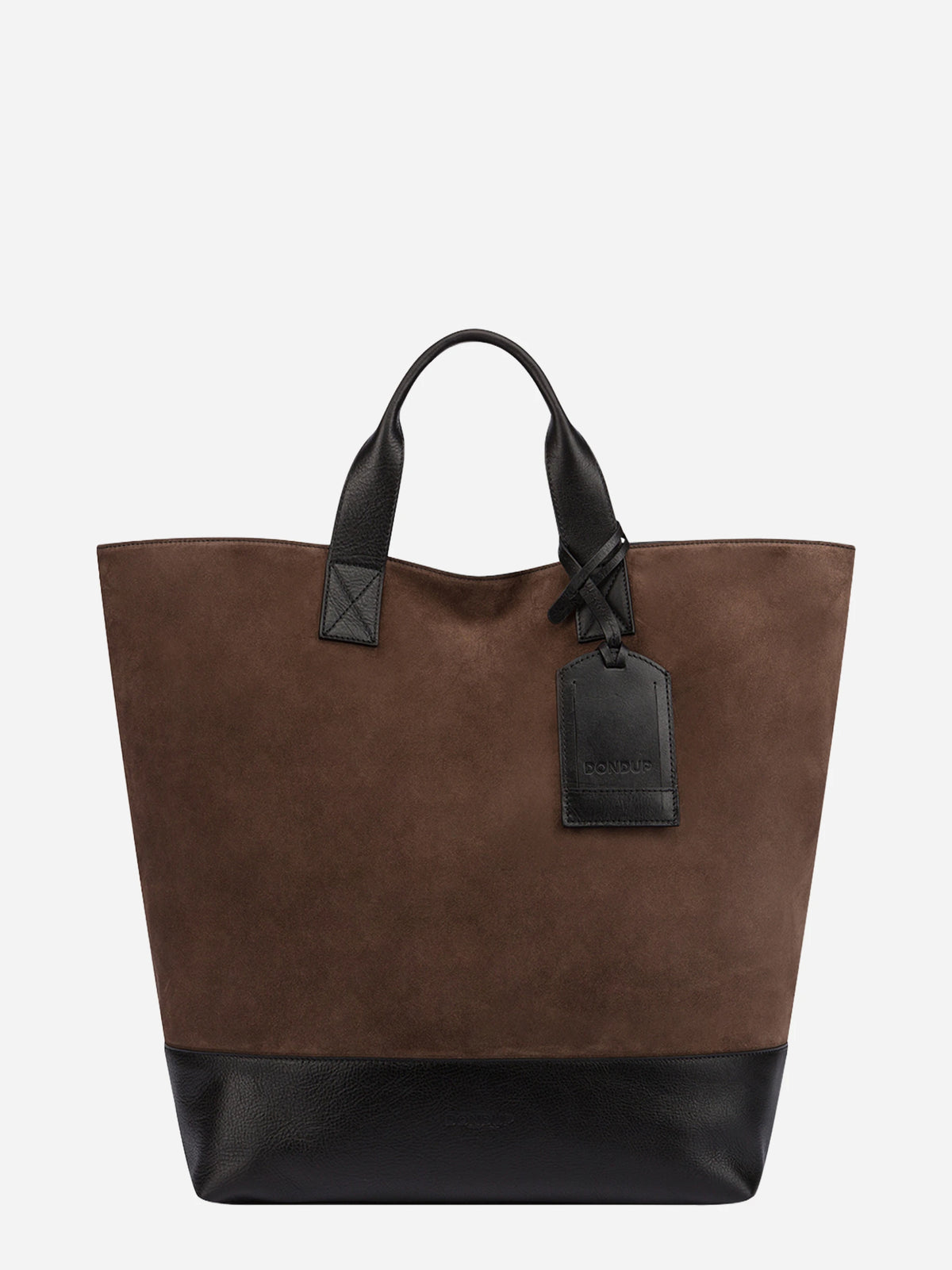 Borsa shopper in pelle scamosciata marrone - vista frontale