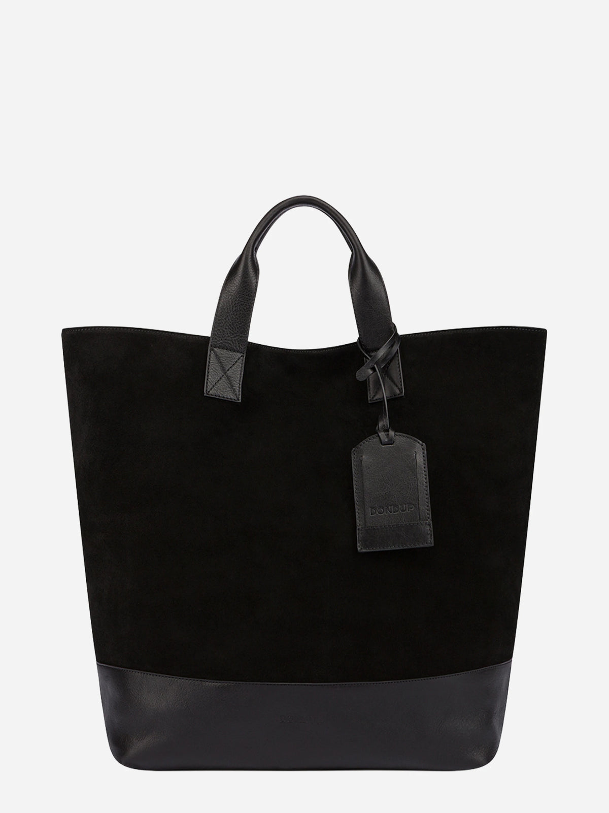 Borsa shopper in pelle scamosciata nera - vista frontale