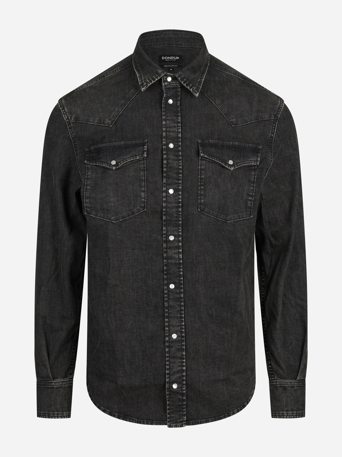 Camicia texana in denim stretch nera - vista frontale