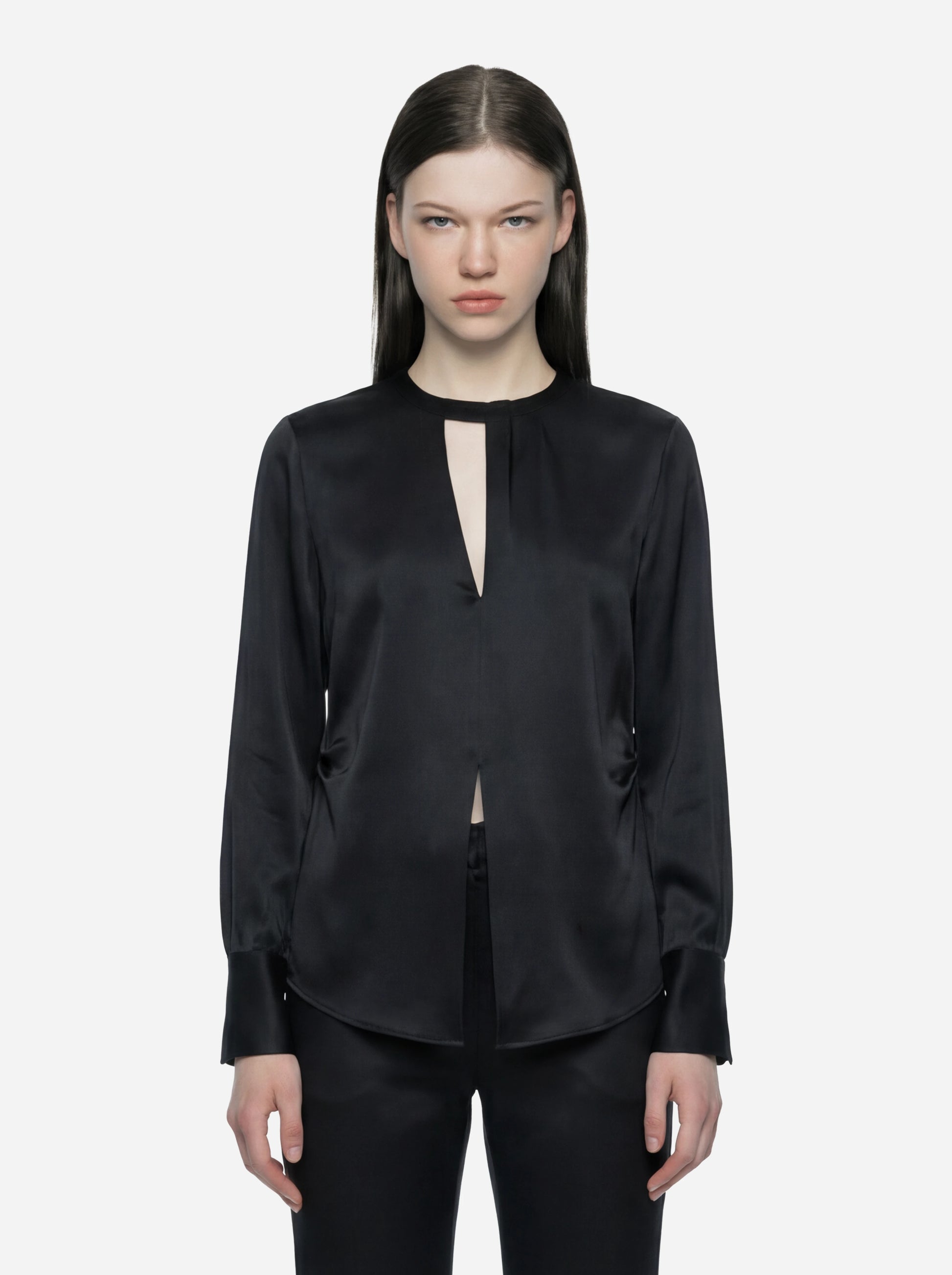 Camicia in misto seta nera