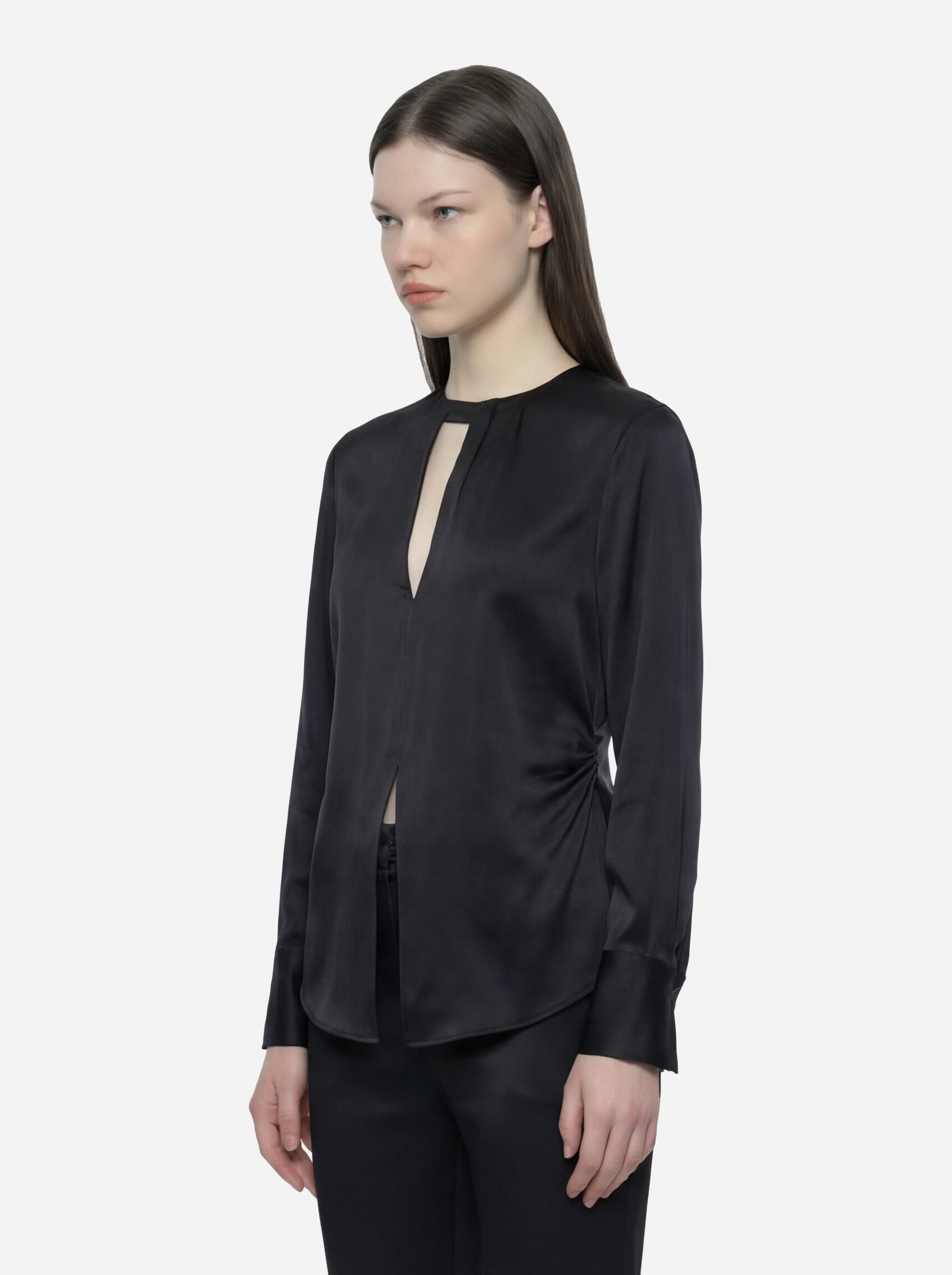 Camicia in misto seta nera