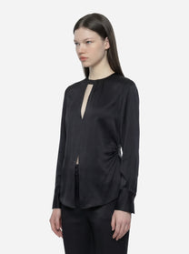 Camicia in misto seta nera