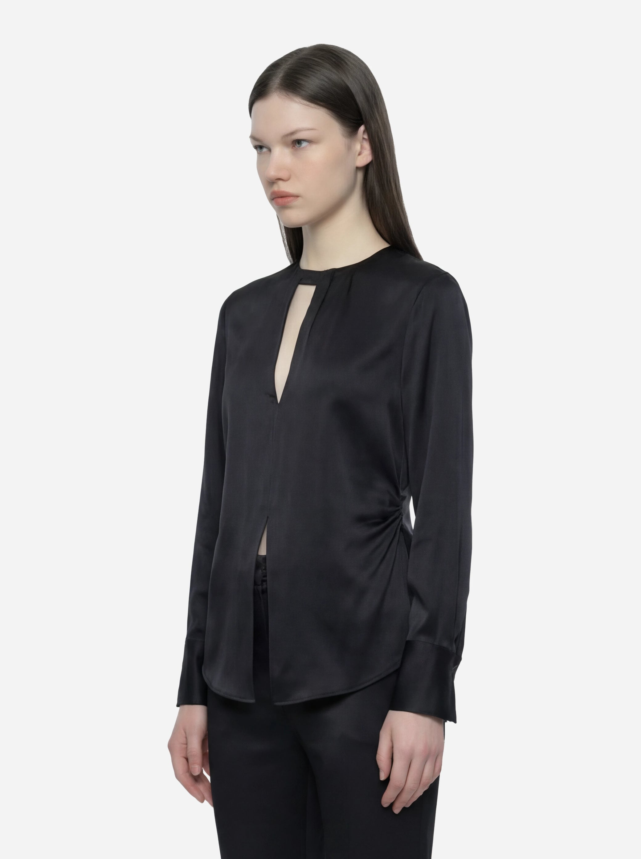 Camicia in misto seta nera
