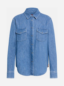 Camicia in denim con tasche blu - vista frontale
