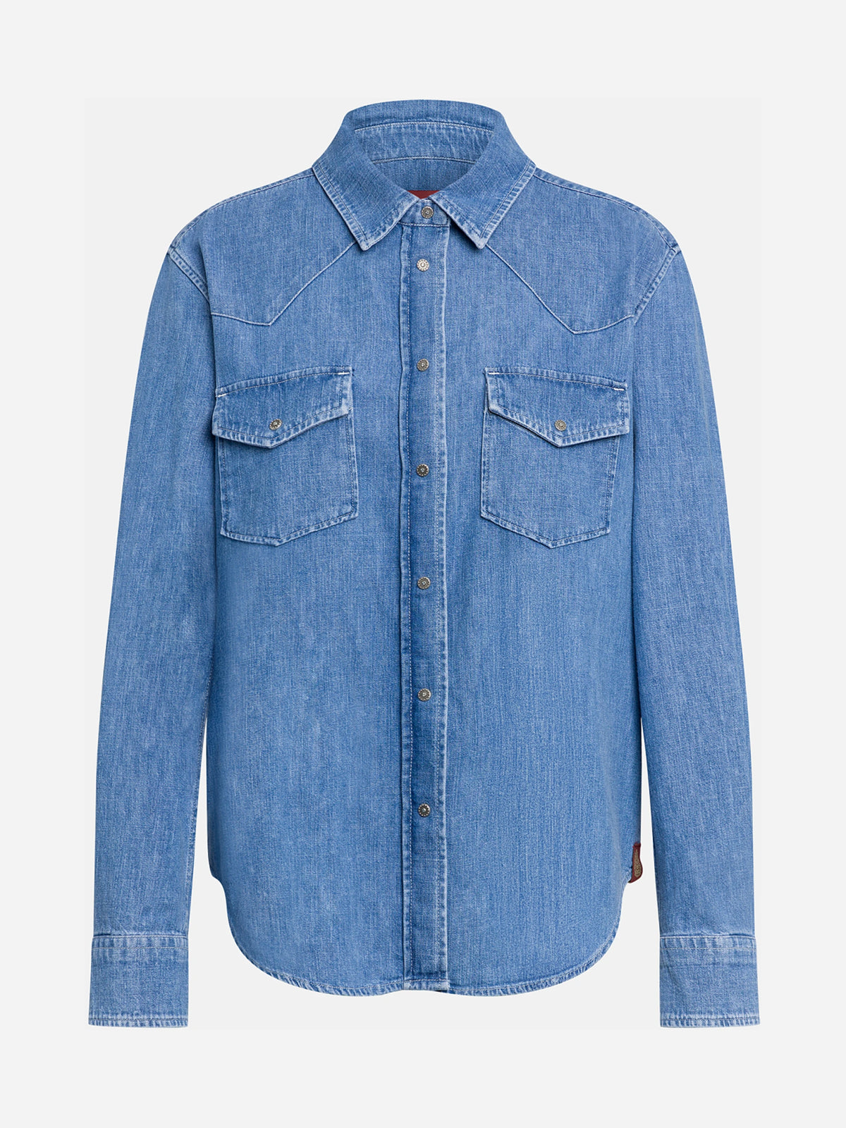 Camicia in denim con tasche blu - vista frontale
