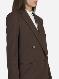 Blazer doppiopetto regular in gabardine di lana - dettaglio indossato