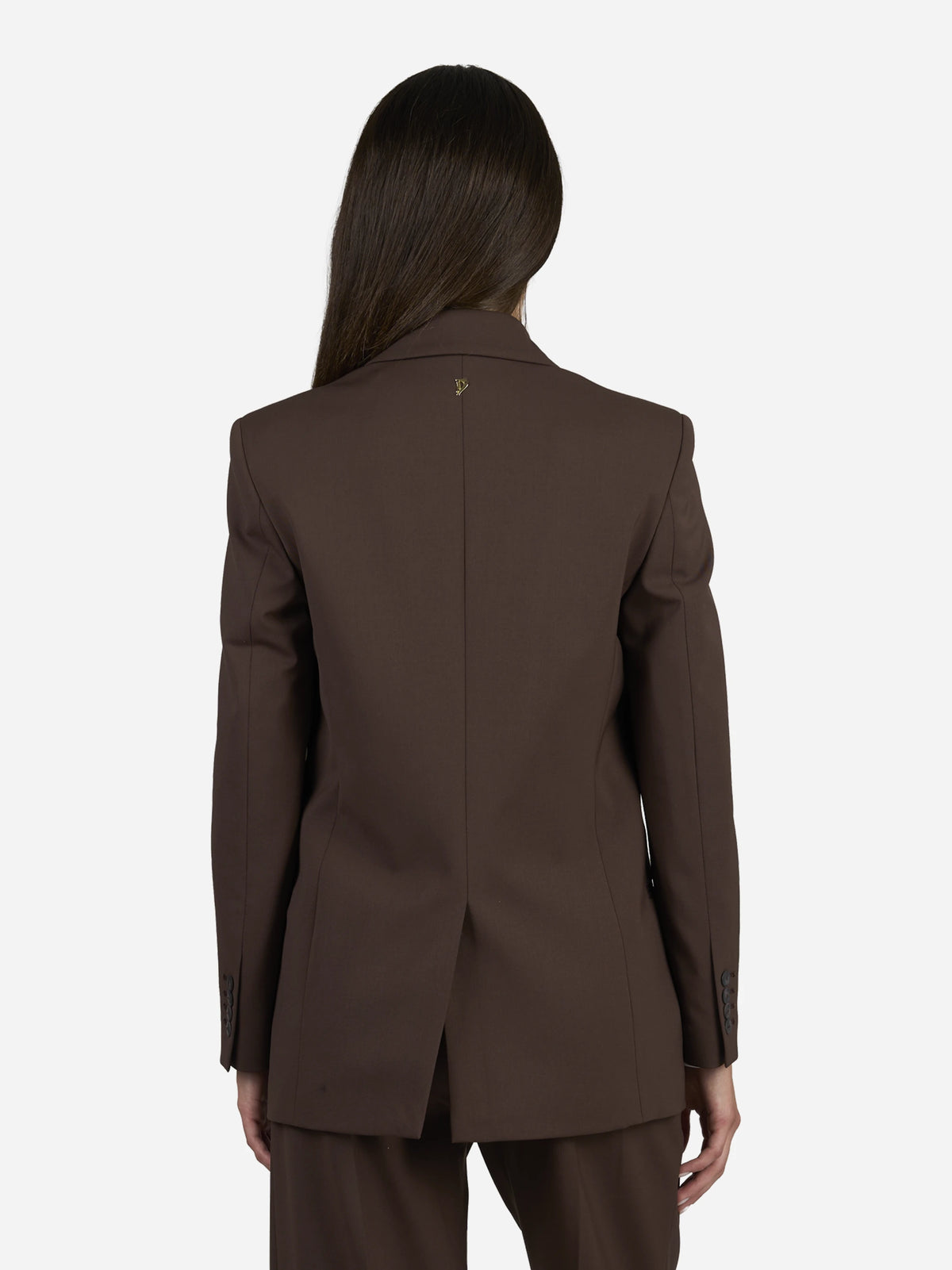 Blazer doppiopetto regular in gabardine di lana - indossato, vista posteriore