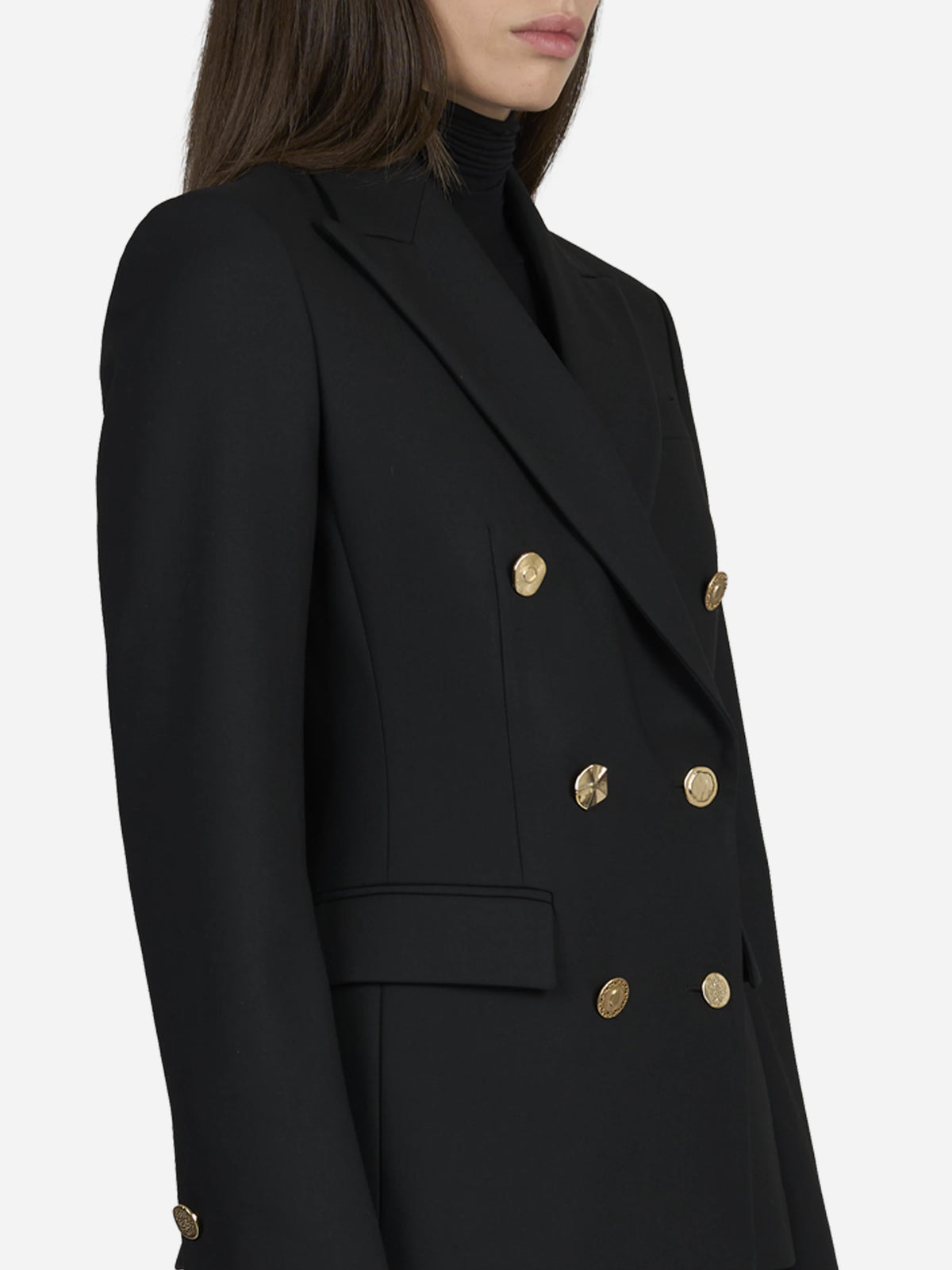 Blazer doppiopetto slim fit in tela bistretch - dettaglio indossato