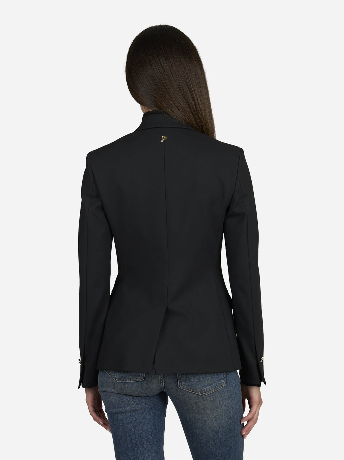 Blazer doppiopetto slim fit in tela bistretch - indossato, vista posteriore