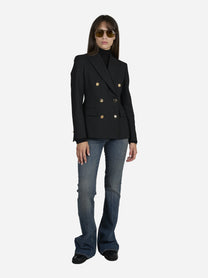 Blazer doppiopetto slim fit in tela bistretch - indossato, look completo