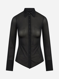 Camicia slim fit in crêpe tulle