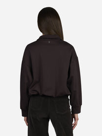 Felpa regular-fit in scuba marrone - indossato, vista posteriore