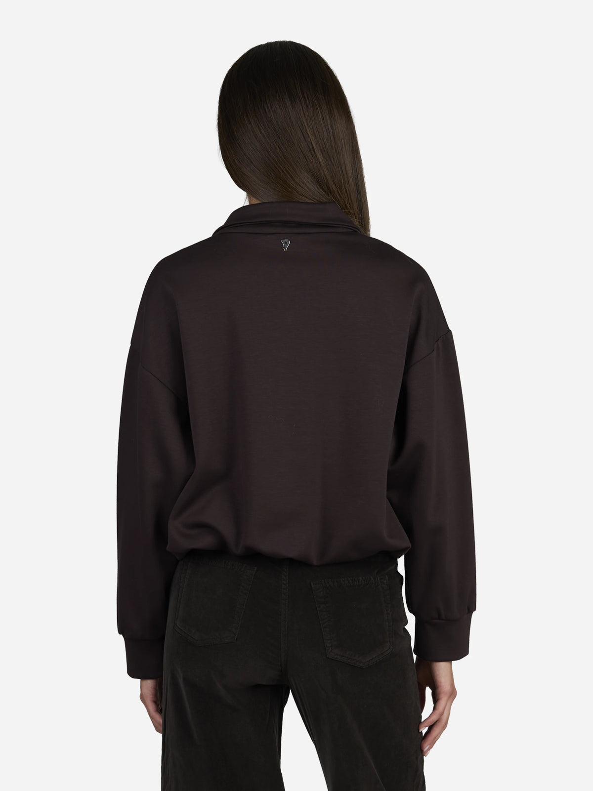 Felpa regular-fit in scuba marrone - indossato, vista posteriore