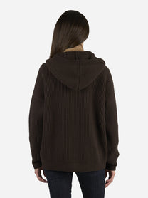 Cardigan oversized pescatore marrone - indossato, vista posteriore