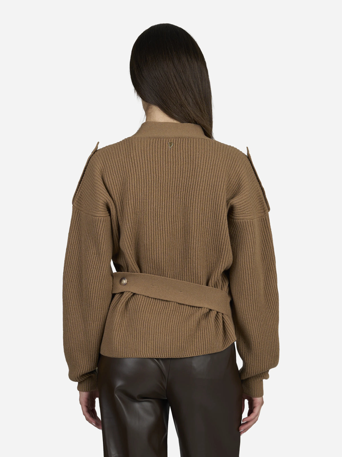 Cardigan pescatore regular-fit marrone - indossato, vista posteriore