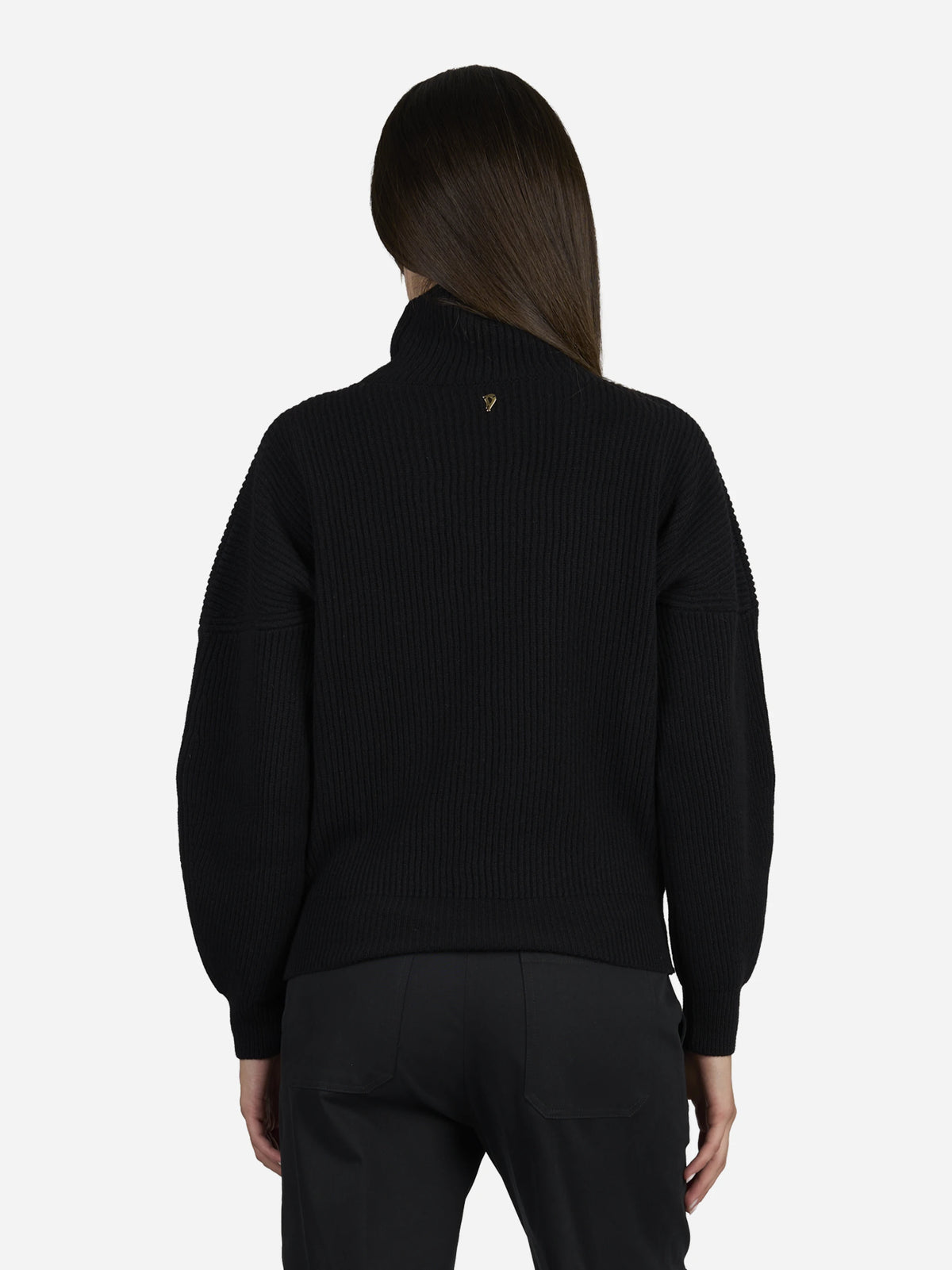Maglia collo alto regular-fit nera - indossato, vista posteriore