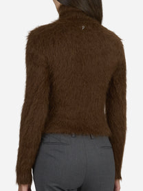 Maglia collo alto slim-fit marrone - indossato, vista alternativa