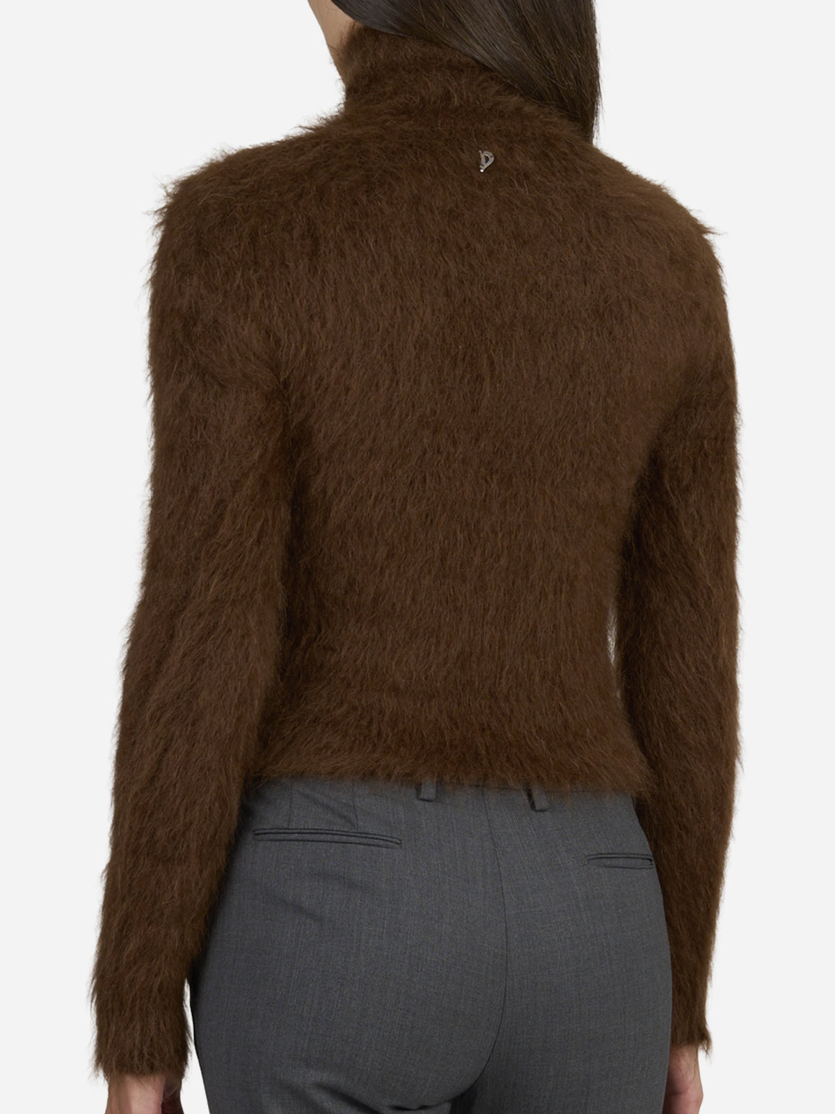 Maglia collo alto slim-fit marrone - indossato, vista alternativa