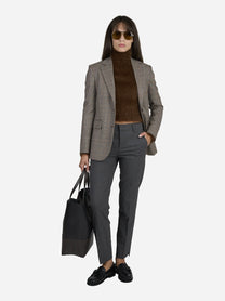 Maglia collo alto slim-fit marrone - indossato, look completo