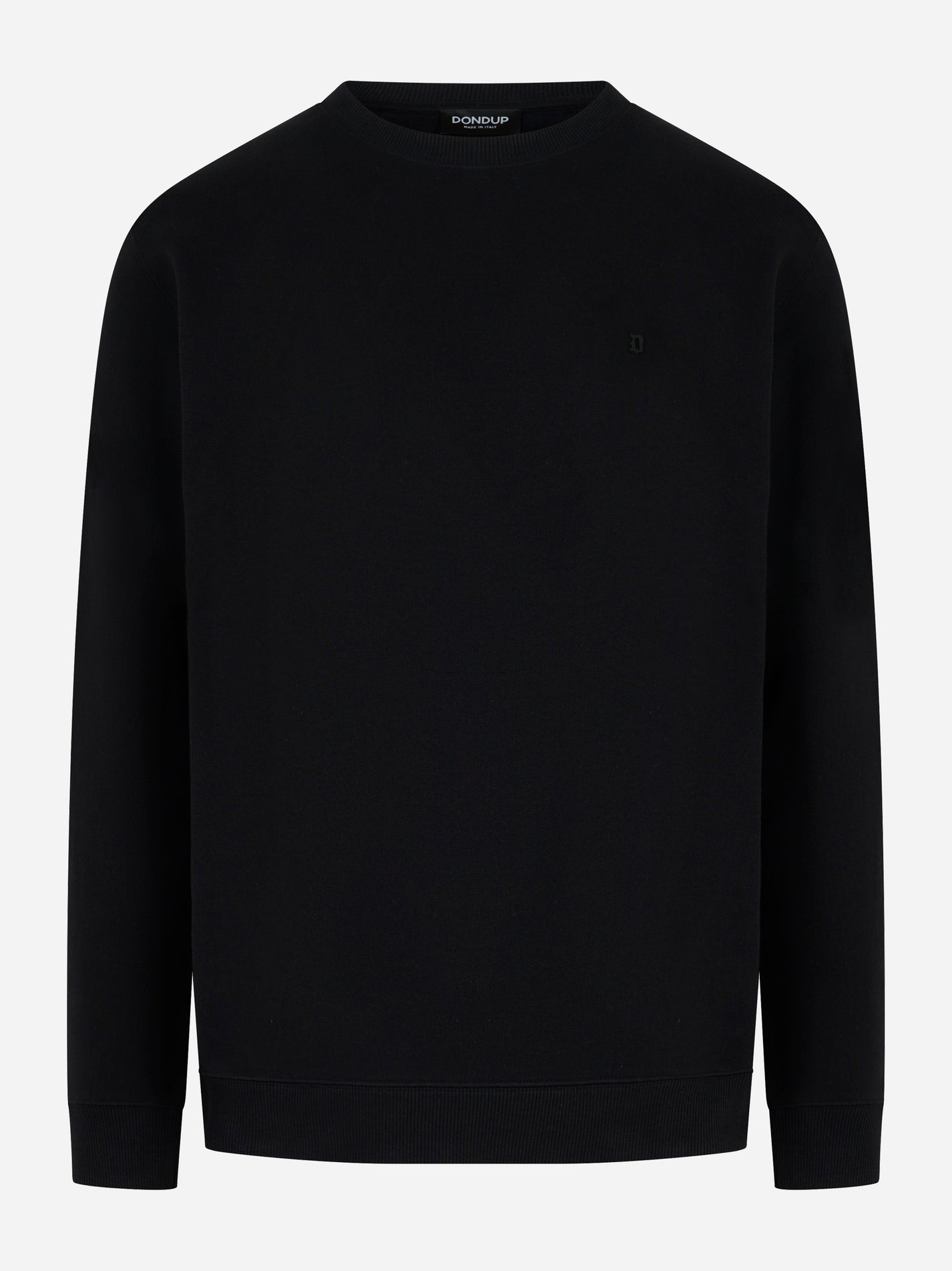 Felpa DONDUP nera in cotone con micro-logo D ricamato - fronte