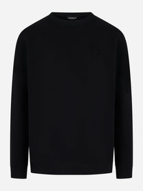 Felpa DONDUP nera in cotone con micro-logo D ricamato - fronte