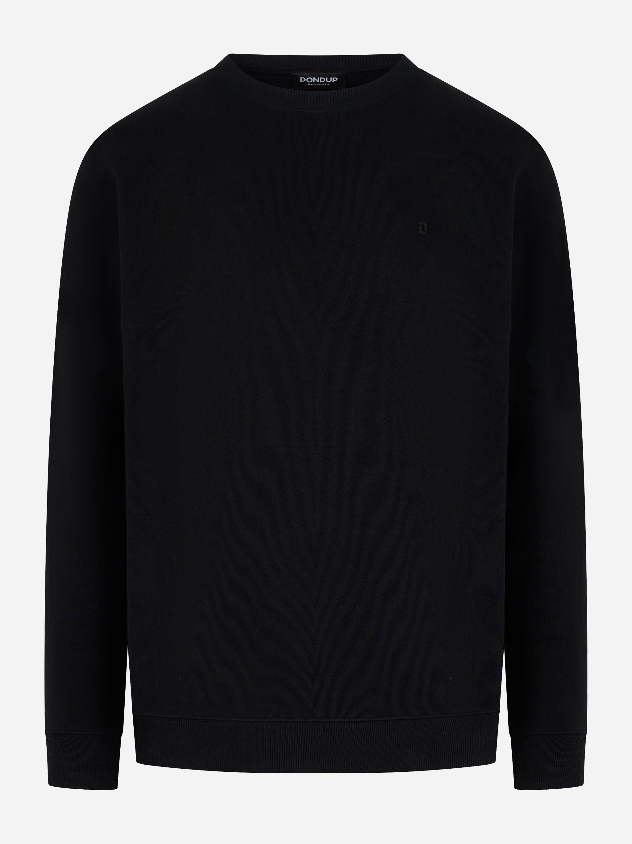 Felpa DONDUP nera in cotone con micro-logo D ricamato - fronte