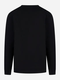 Felpa DONDUP nera in cotone con micro-logo D ricamato - retro