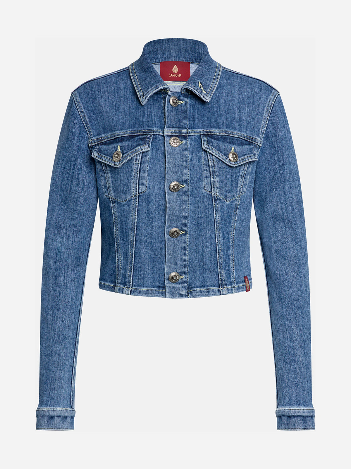 Giacca corta in denim blu - vista frontale