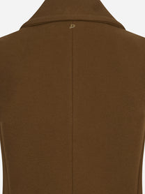 Gilet lungo doppiopetto in lana e cashmere marrone - vista posteriore